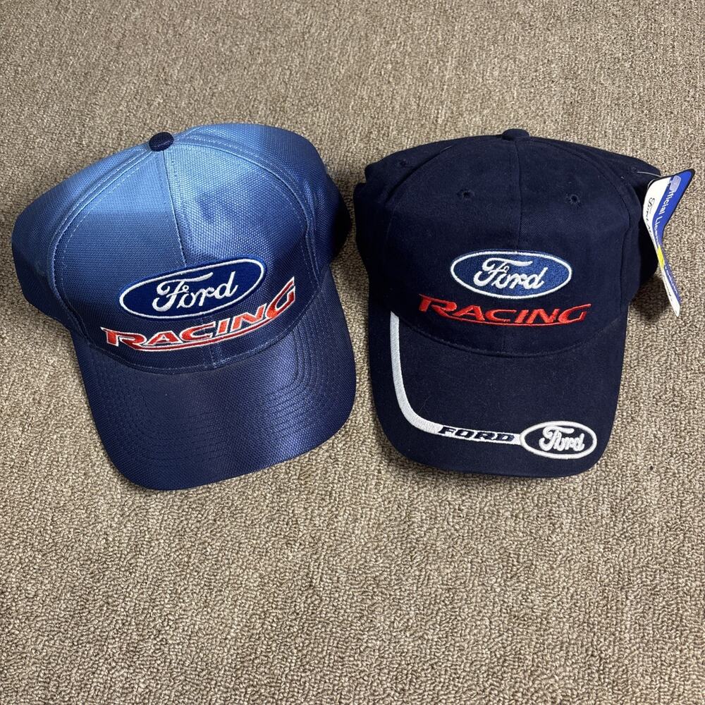 Vintage Ford Racing Hat Bundle 2 Pieces Blue One Size NWT